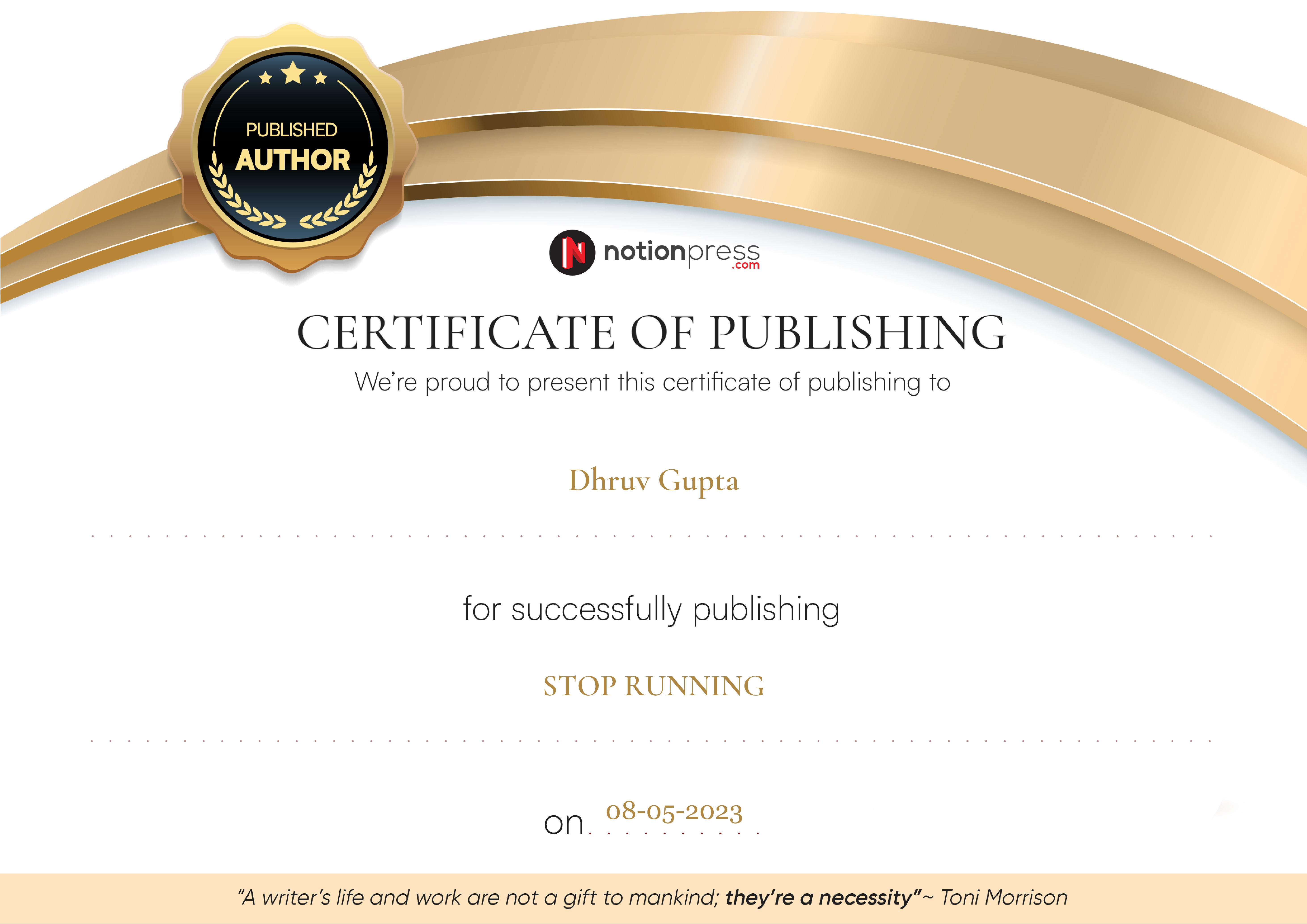 Published Author Certificate Placeholder